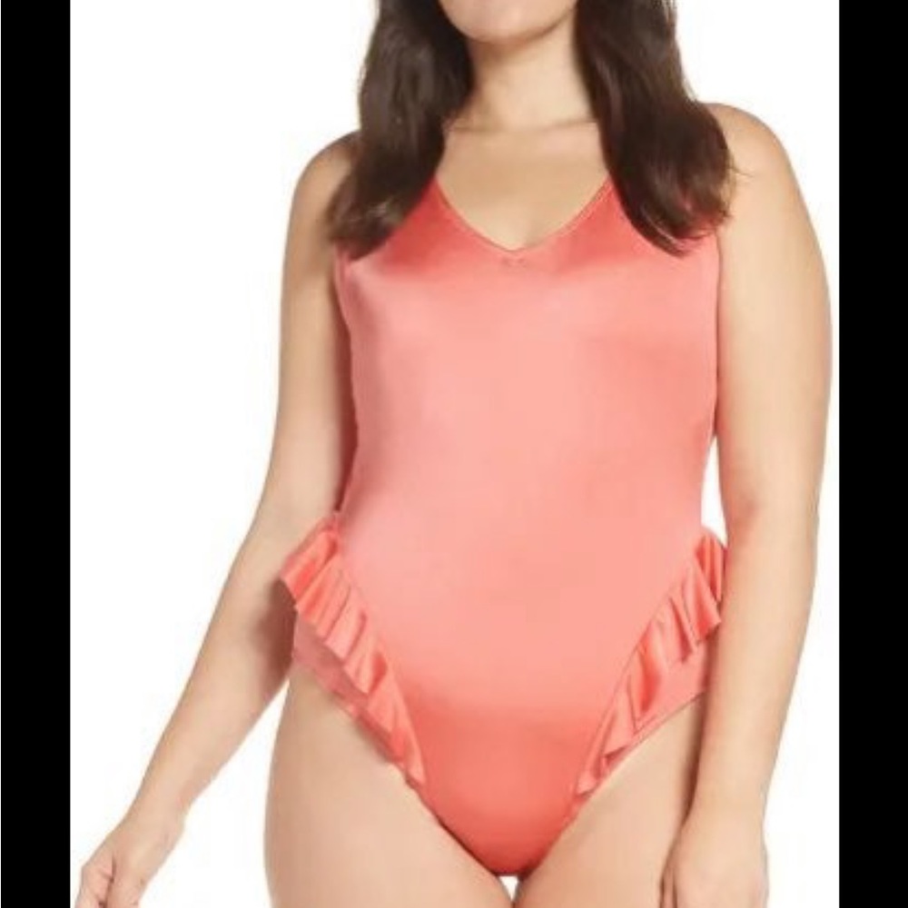 Something Navy | Coral Frill One Piece Swimsuit L